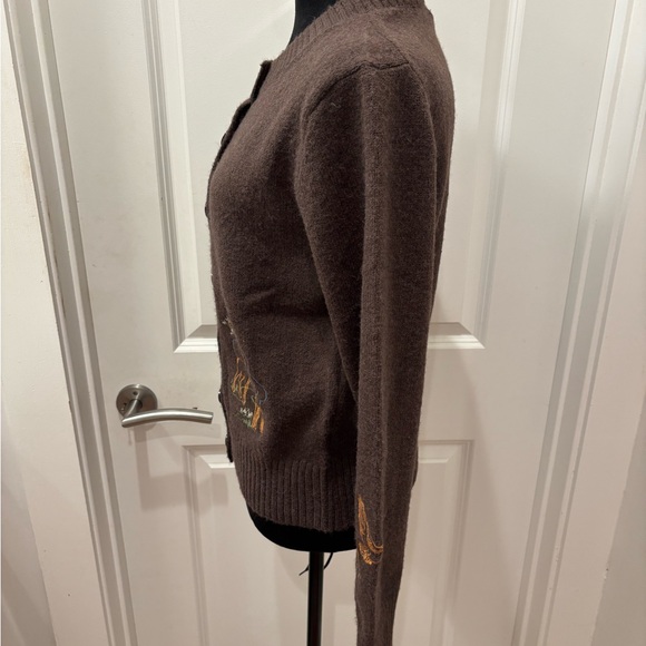 NWT Blu Pepper Brown Cardigan with Embroidered Wildlife - L - Picture 3 of 12